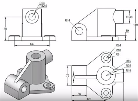 Výsledek obrázku pro technical drawings for practice | Autocad 3d modeling, Autocad drawing, Autocad