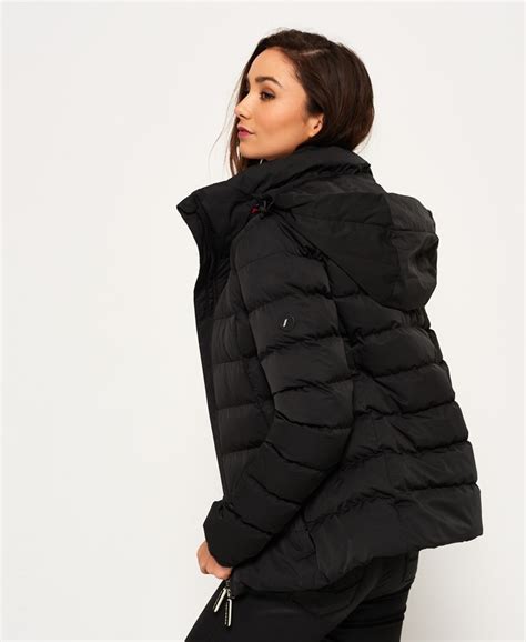 Womens - Superfibre Slim Puffer Jacket in Black | Superdry UK