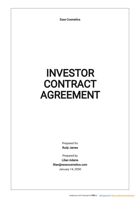 Investor Contract Agreement Template - Google Docs, Word, Apple Pages | Template.net