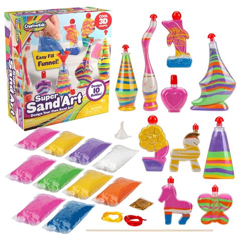 Creative Kids DIY Super Sand Art and Crafts Activity Kit for Kids – 10 x Sand Art Bottles, 10 x ...