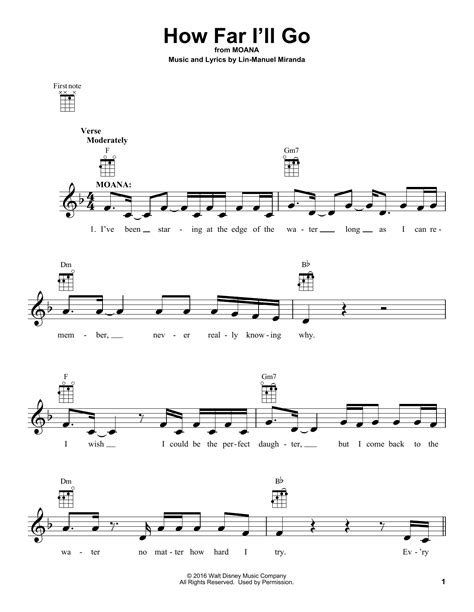 44++ Moana how far i ll go sheet music info · Music Note Download