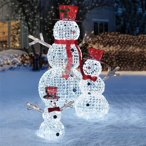 3pc LED Christmas Holiday Lighted Random Twinkling Snowman Family Yard Decor — WholeStuff