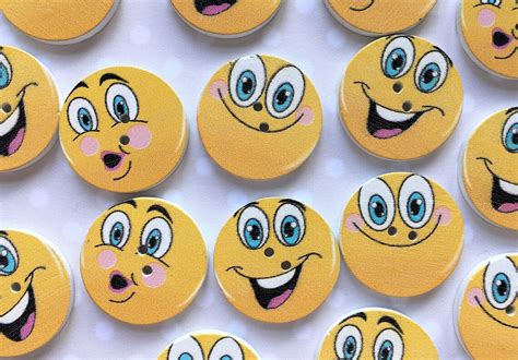 25mm LARGE EMOJI Buttons X 5 Round wooden emoji buttons | Etsy