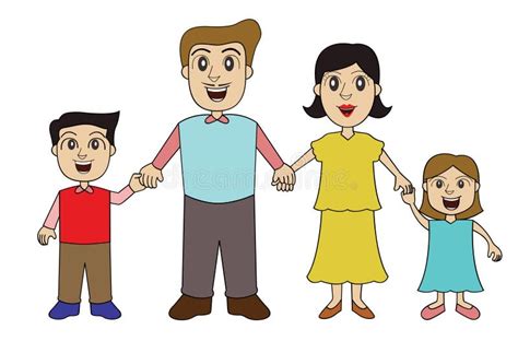 Family Holding Hands Cartoon Characters Stock Vector - Illustration of ...