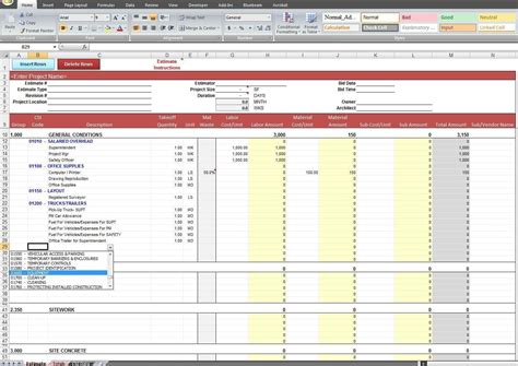 Estimating Spreadsheet Template — excelxo.com