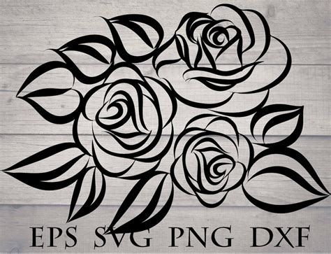 Roos tekeningen bloem patroon svg bestand eps dxf png knippen | Etsy