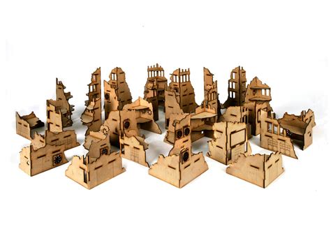 City Fast 2, Massive Ruins Set, 28mm Terrain – 32 Ruined Buildings | Wargames Tournaments