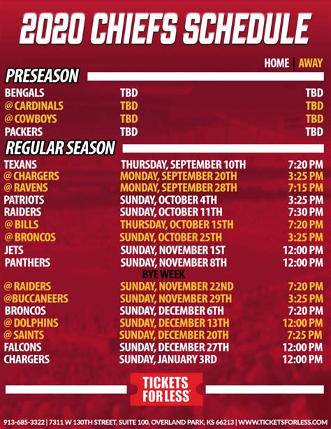 Chiefs Printable Schedule Kansas City Chiefs Schedule | Printable Schedule