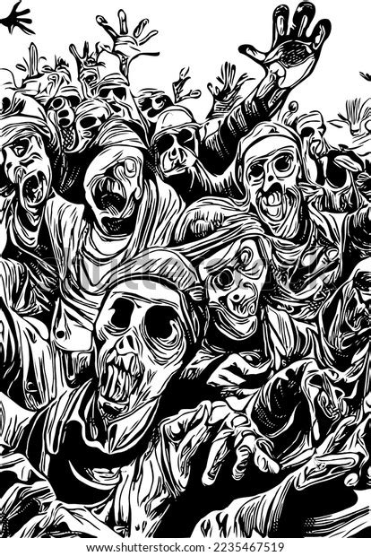 Black White Zombies Cartoon Stock Illustration 2235467519 | Shutterstock