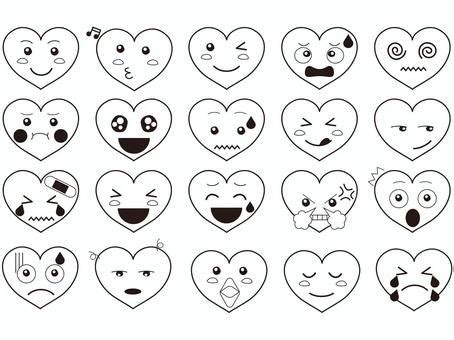 Free Vectors | Heart mark emoticon black and white set