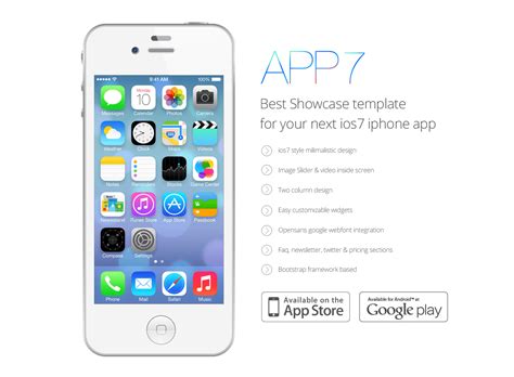 iOS 7 App Landing Template PSD - Freebie