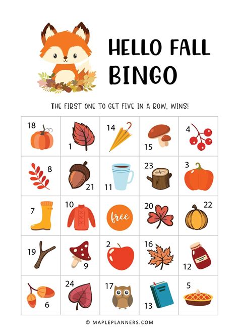 Free Fall Bingo Printables