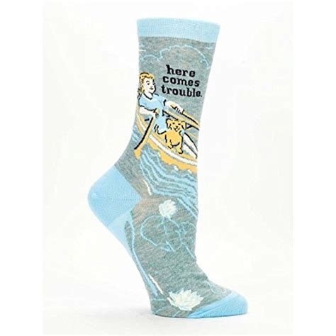 Blue Q Women's Novelty Crew Socks "Here Comes Trouble" ( Women's Shoe Size 5-10 ) * Check out ...