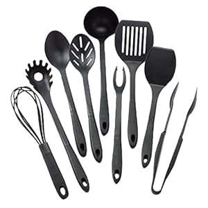 Amazon.com: Calphalon 9 Piece Kitchen Utensils Set, Black: Flatware Serving Utensils: Kitchen ...