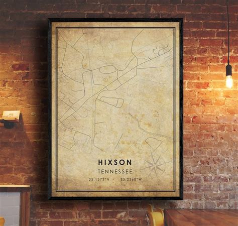 Hixson Vintage Map Print Hixson Map Tennessee Map Art | Etsy