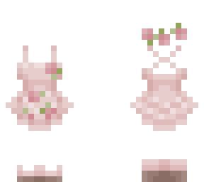 Cottagecore Pink Flowery Dress - Base | Minecraft Skin | Minecraft ...