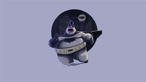 Download Crazy Cartoon Fat Batman Minimal Art Wallpaper | Wallpapers.com