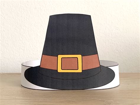 Pilgrim Hat Paper Crown Printable Costume Thanksgiving Craft Activity ...