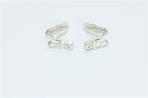 Vintage Hermes Sterling Silver Buckle Cufflinks - Gem