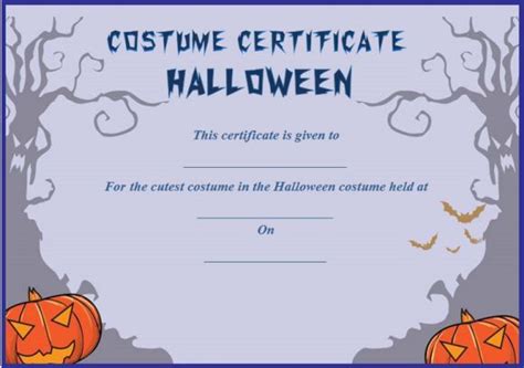 a halloween certificate with two pumpkins on it