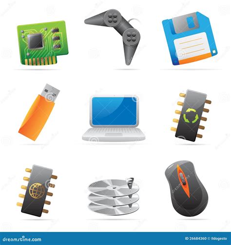 Icons For Computer And Computer Parts Stock Vector - Image: 26684360