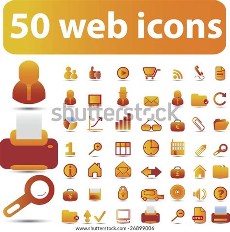 50 Cute Web Icons Vector Set Stock Vector (Royalty Free) 26899006 | Shutterstock