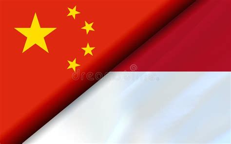 Flags of the China and Indonesia Divided Diagonally Stock Illustration ...