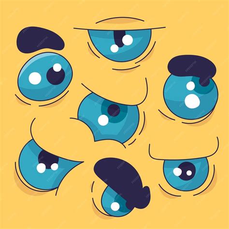 Free Vector | Hand drawn blue eyes cartoon illustration