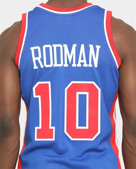 Mitchell & Ness Detroit Pistons Dennis Rodman #10 Road Swingman NBA Jersey Royal | Culture Kings NZ