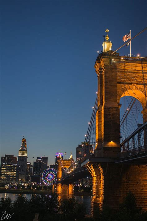 Roebling Bridge night matted print | Etsy in 2021 | Bridge, Tower ...