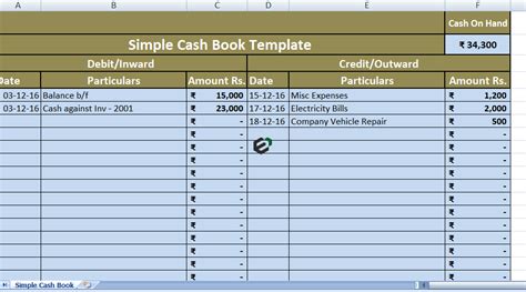 [Free] Download Simple Cash Book Format in Excel