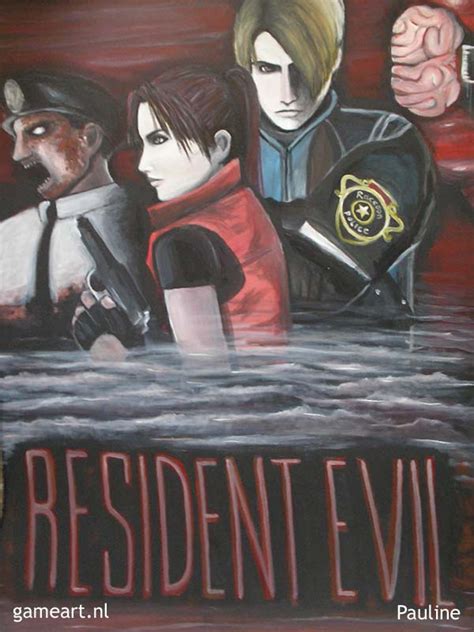 Big painting of Leon and Claire in Resident Evil Darkside Chronicles « Resident Evil Fanart