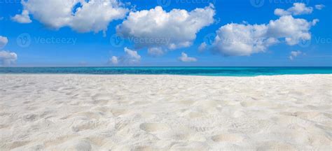 Endless panoramic beach scene, calm summer nature landscape. Blue sky ...