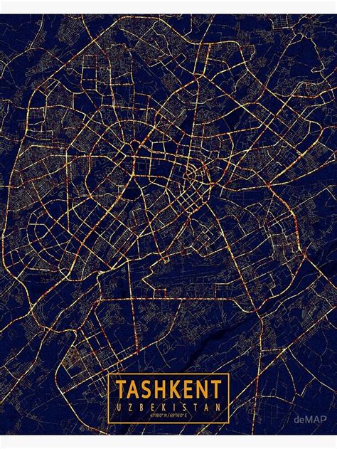 a map of the city of tashkent, uzbekistan in gold and black