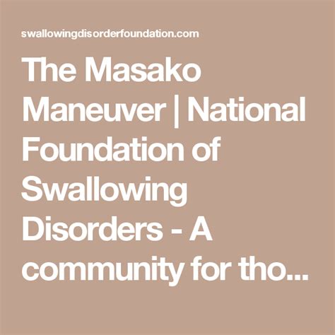 The Masako Maneuver | National Foundation of Swallowing Disorders