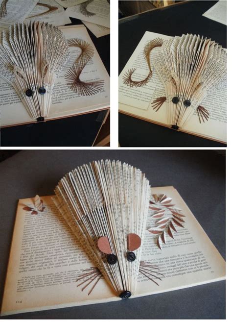 Book sculpture, Book page crafts, Folded book art