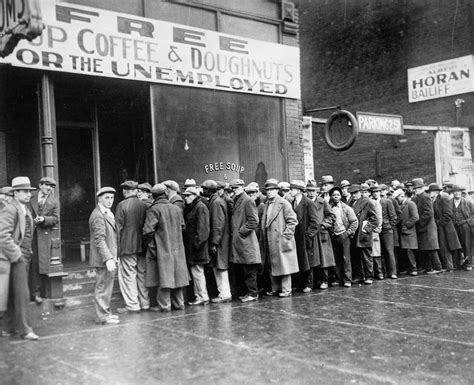 File:Unemployed men queued outside a depression soup kitchen opened in ...