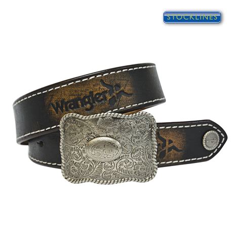 Buy Wrangler Kids Abrasion Logo Belt Brown - The Stable Door