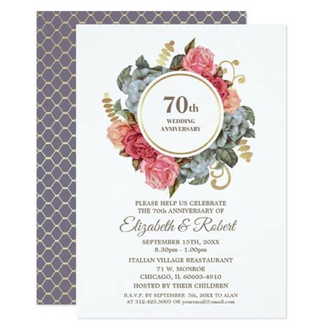 70th Wedding Anniversary Party Invitations | Zazzle.com