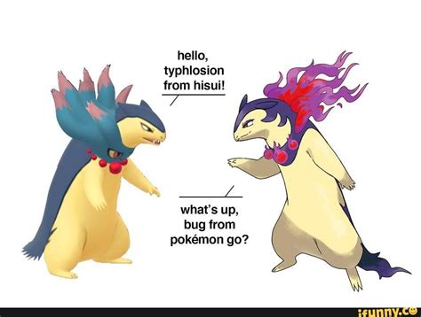 Hello, typhlosion from hisui! what's up, bug from pokmon go? - iFunny