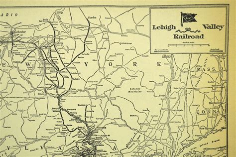 1928 Antique LEHIGH VALLEY RAILROAD Map Vintage Pennsylvania - Etsy