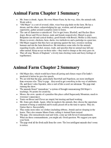 Animal Farm Chapter 1-10 Summary | PDF