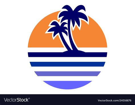 Sunset paradise logo icon Royalty Free Vector Image