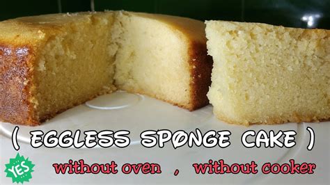 Basic Eggless Sponge Cake Without Oven | Simple Eggless Vanilla Cake Recipe without Cooker ...