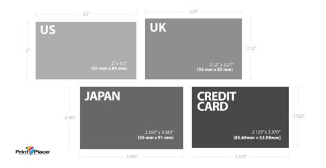 Business Card Size by Type of Card and Country - Size-Charts.com - When ...