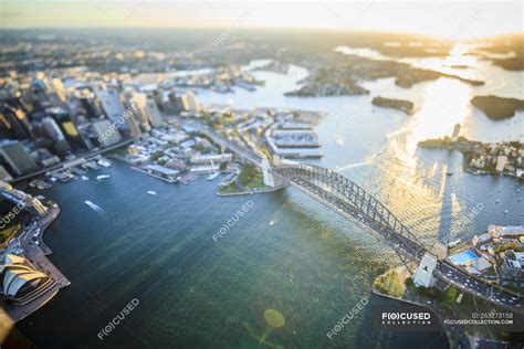 Aerial view of Sydney opera house and bridge in Sydney, Australia ...