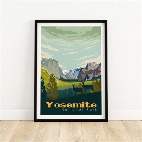 Yosemite Poster Print - Yosemite Wall Art - National Park Print - Yosemite Falls Art - Yosemite ...