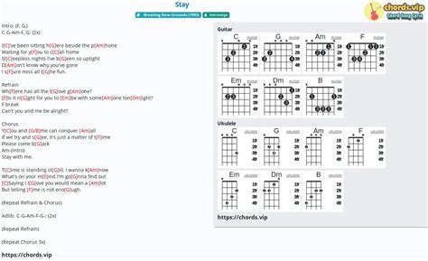 Chord: Stay - tab, song lyric, sheet, guitar, ukulele | chords.vip