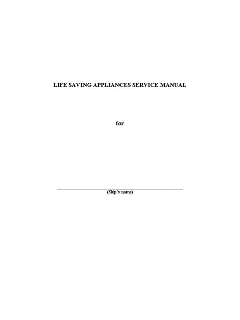 Life Saving Appliances Service Manual: (Ship's Name) | PDF | Equipment ...