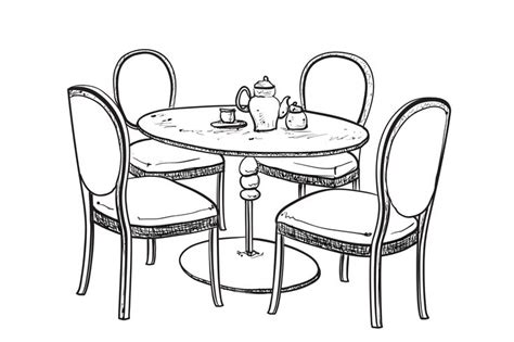 Dinner table. Furniture sketch | Furniture sketch, Chair drawing, Table ...